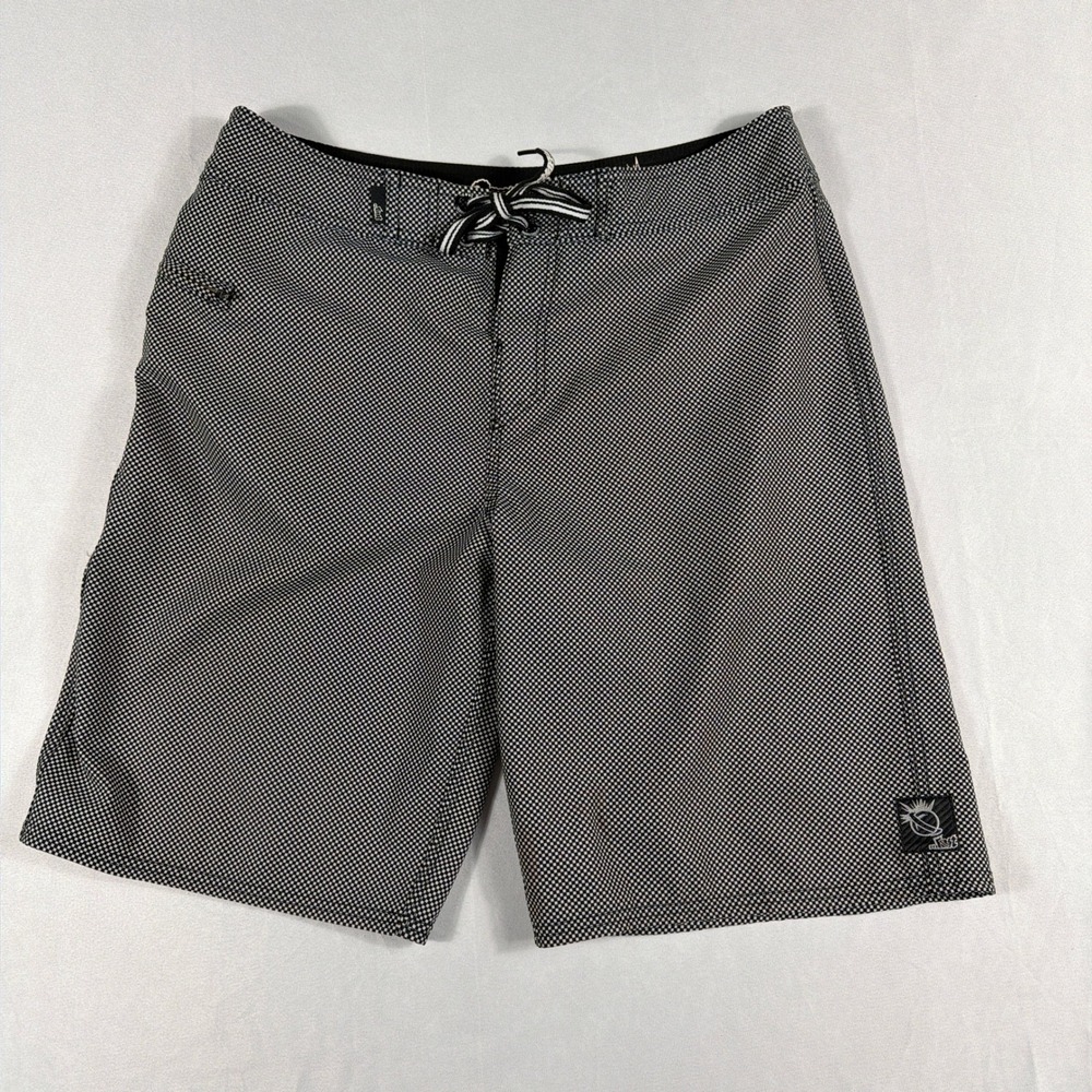 Lost Enterprises Board Shorts Mayhem Checkered Swim Trunks Size 34 Black White